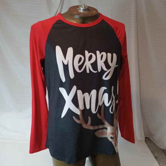 PatPat Christmas Reindeer Plaid Raglan Shirt Women’s Large Long Sleeve Holiday - Picture 2 of 10